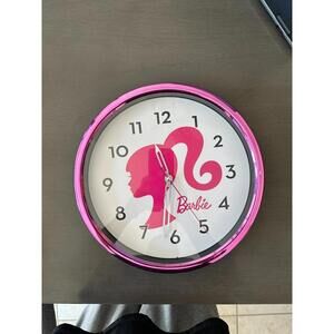 Barbie Posh Pink Wall Clock Mattel Silhouette Design Large Numbers Analog